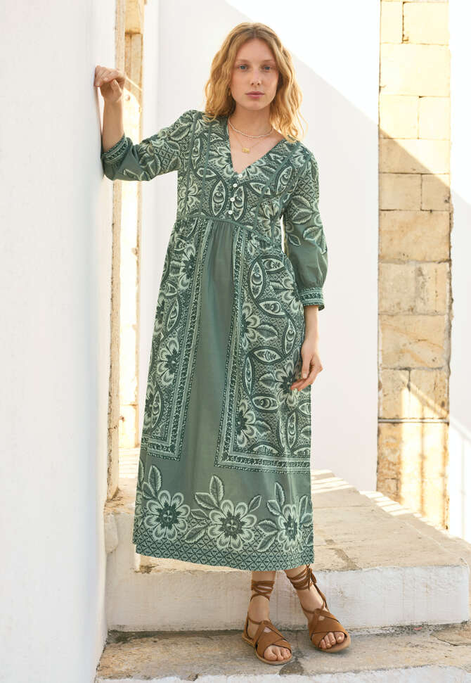 Placement-print dress, Sage grey, completeTheLook
