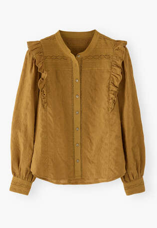 Broderie blouse, Ochre sand, webstill