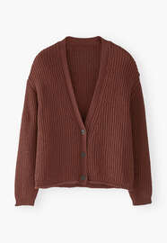 V-neck cardigan, Mahogany, webstill