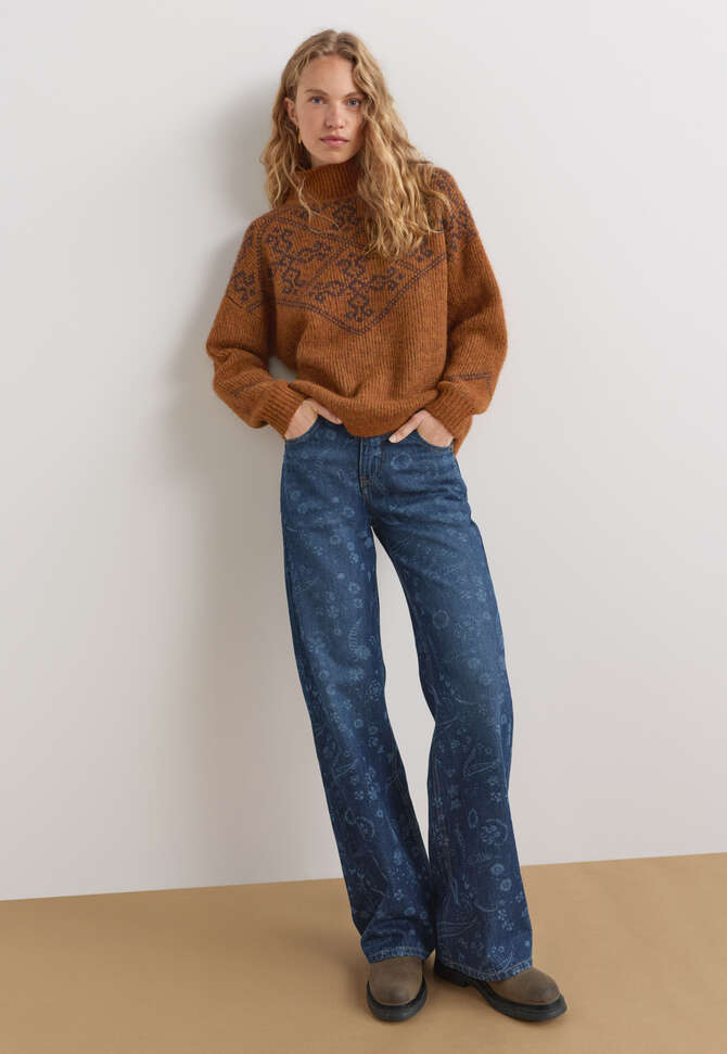 Jacquard sweater, Copper coffee, completeTheLook