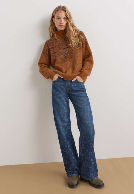 Jacquard sweater, Copper coffee, completeTheLook