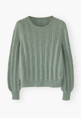 Lace-stitch sweater, Duck egg, webstill