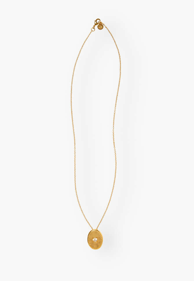 Oval pendant necklace, Gold, completeTheLook