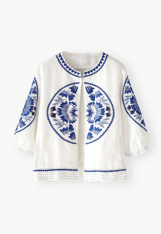 Embroidered jacket, White, webstill