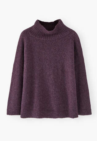 High-neck sweater, Aubergine, webstill