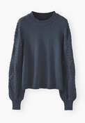 Crochet-stitch sweater, Dark indigo, webstill