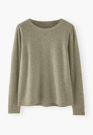 Puff-sleeve sweater, Sage marl, webstill