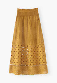 Broderie A-line skirt, Bright ochre, webstill