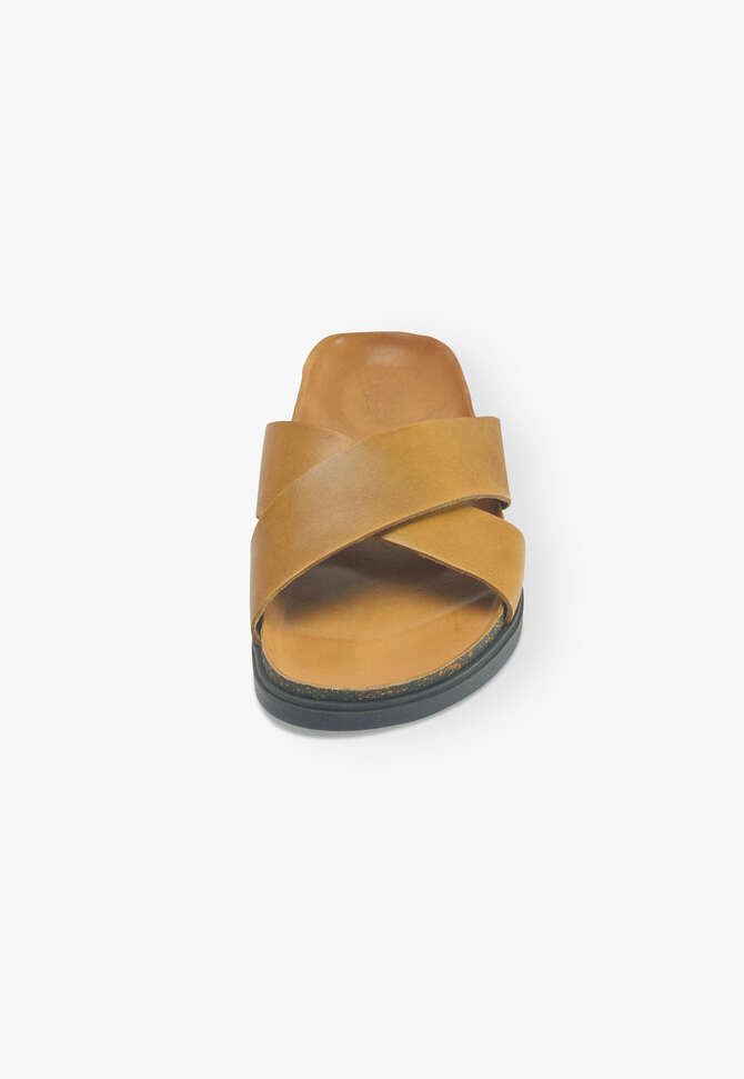 Cross-front sliders, Mustard, completeTheLook