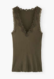 Lace v-neck jersey vest, Dark forest, webstill