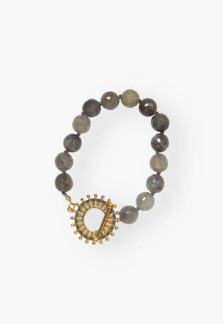 Beaded bracelet, Gold aqua, webstill