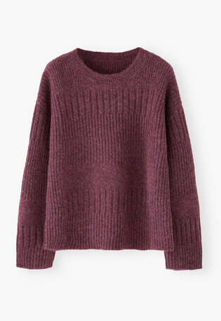 Rib-stitch sweater, Aubergine, webstill