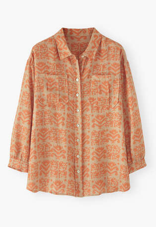 Oversized printed shirt, Orange tan, webstill