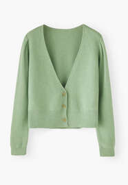 Moss-stitch cardigan, Soft green, webstill