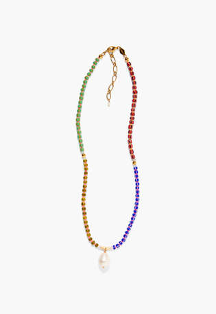Beaded necklace, Stripe multi, webstill