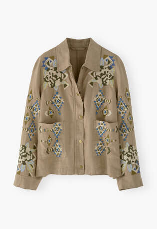 Embroidered jacket, Khaki, webstill