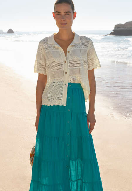 Tiered skirt, Turquoise, completeTheLook