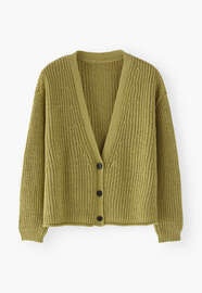 V-neck cardigan, Lime, webstill