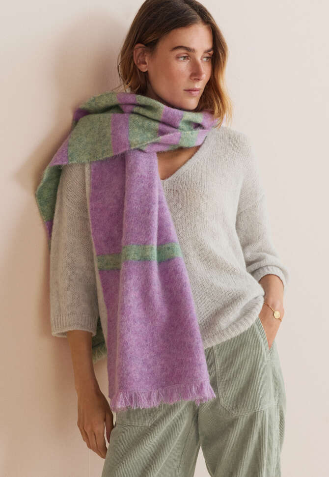 Striped scarf, Lilac ocean, completeTheLook