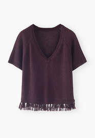 V-neck sweater, Aubergine, webstill