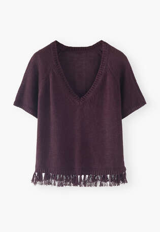 V-neck sweater, Aubergine, webstill