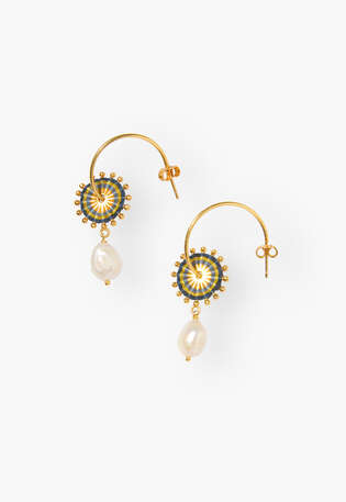 Earrings, Slate blue gold, webstill
