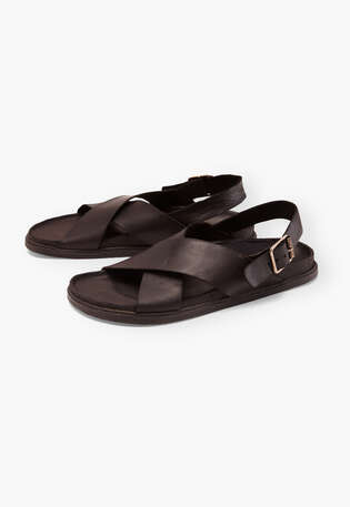 Cross-front sandals, Dark brown, webstill
