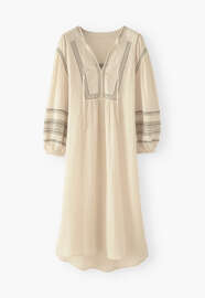 Notch-neck dress, Warm ecru, webstill