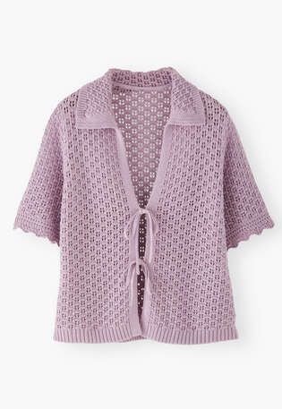 Tie-front sweater, Soft lavender, webstill