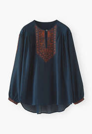 Embroidered blouse, Deep navy, webstill
