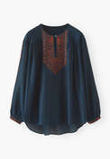Embroidered blouse, Deep navy, webstill