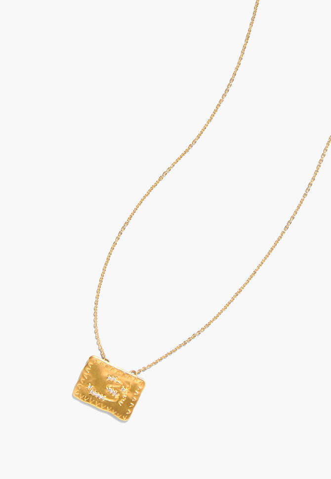 Square pendant necklace, Gold, completeTheLook