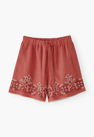 Broderie shorts, Soft red, webstill