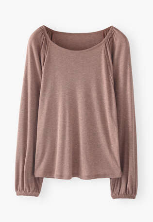 Gathered-shoulder top, Rose marl, webstill
