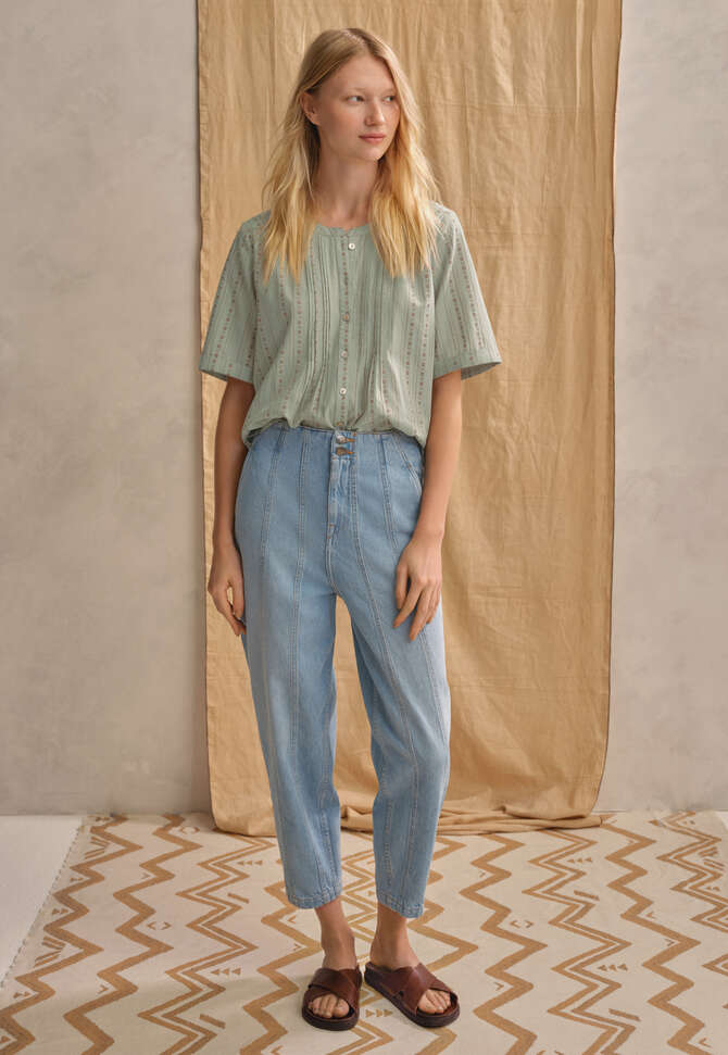Jacquard blouse, Mint terracotta, completeTheLook