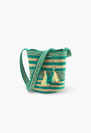 Striped bag, Green natural, webstill