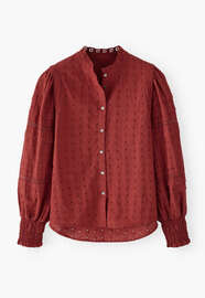 Broderie blouse, Red, webstill