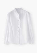 Ruffle-neck broderie blouse, White, webstill