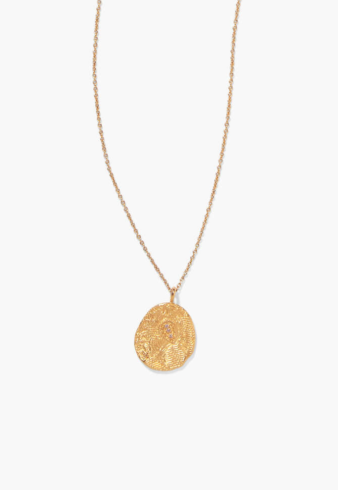 Small gold-pendant necklace, Gold, completeTheLook