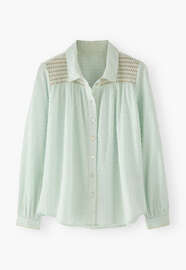 Shirring-detail shirt, Ice blue, webstill