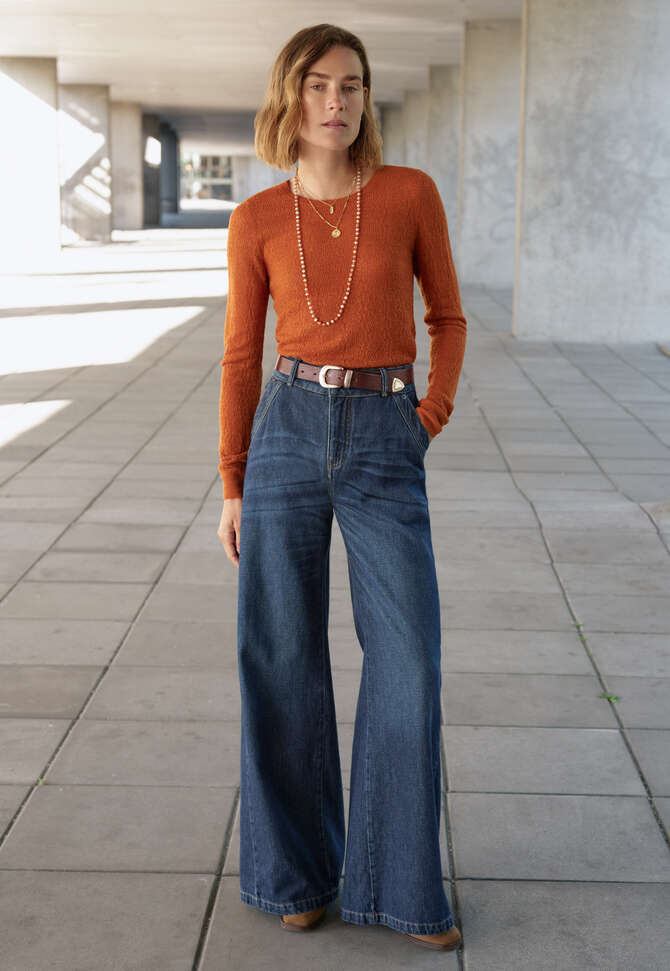 Wide flared jeans, Dark ocean, completeTheLook