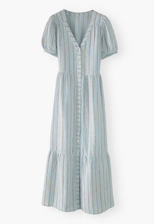 Striped button-through dress, Apricot blue, webstill