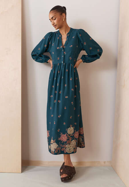 Printed dress, Petrol mauve, completeTheLook