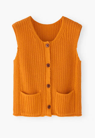 Sleeveless cardigan, Saffron, webstill