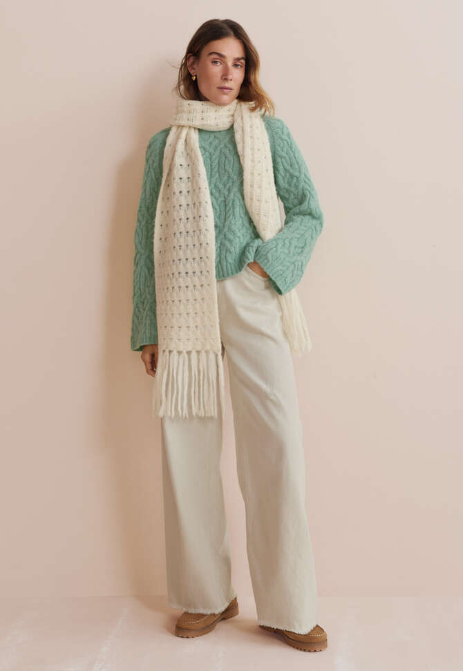 Cable-stitch sweater, Soft aqua, completeTheLook