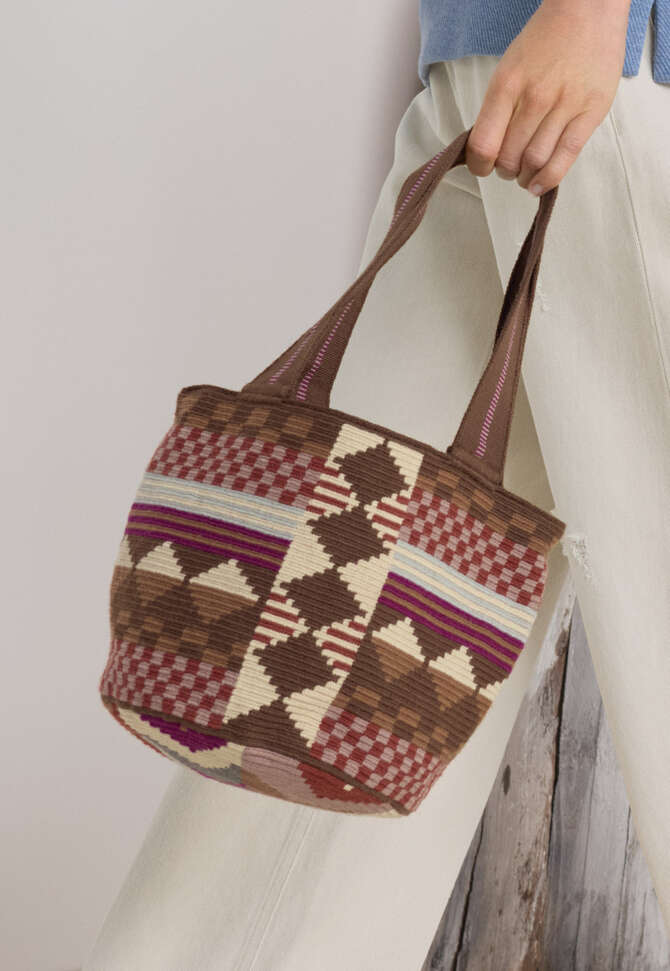 Woven bucket bag, Chestnut, completeTheLook