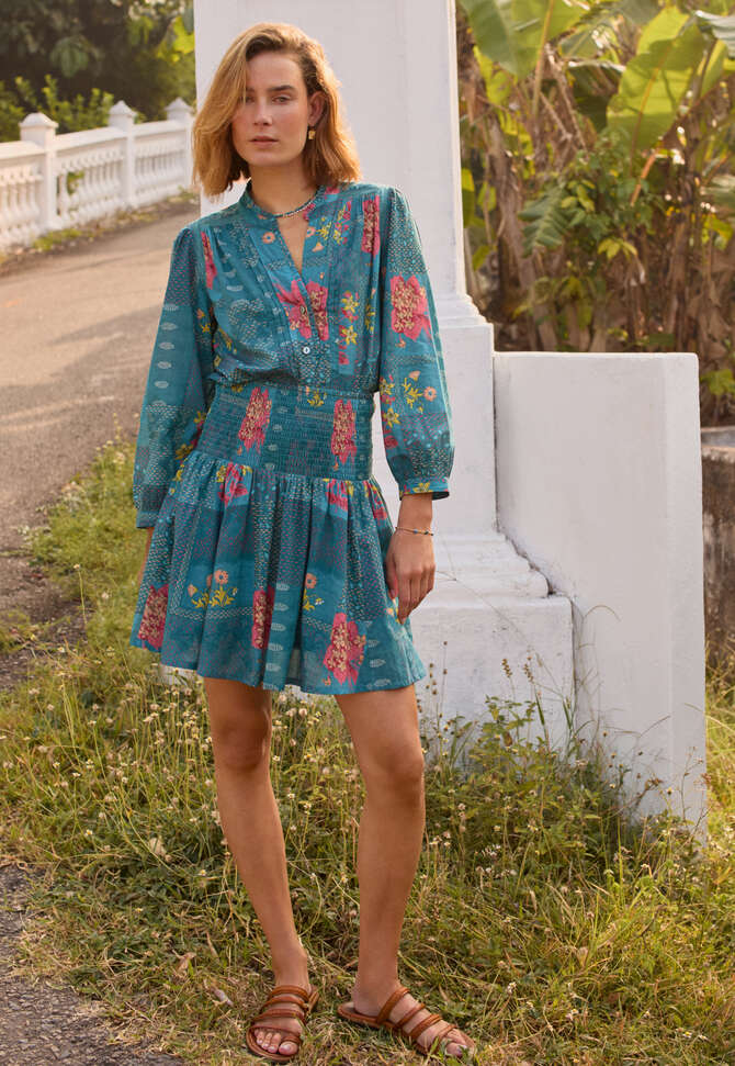 Patchwork printed skirt, Denim cerise, completeTheLook