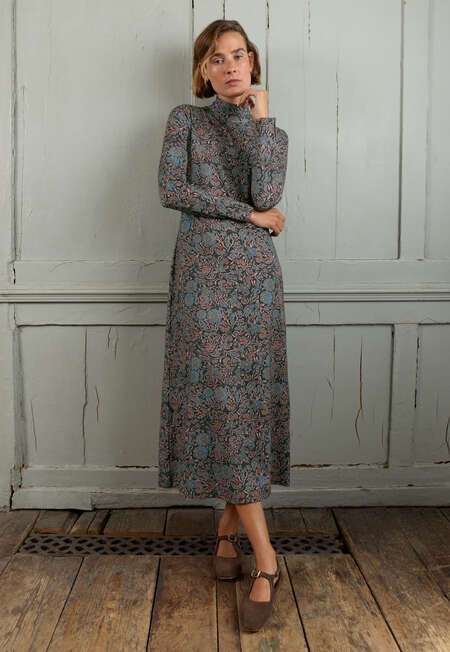 Printed jersey dress, Charcoal rose, completeTheLook