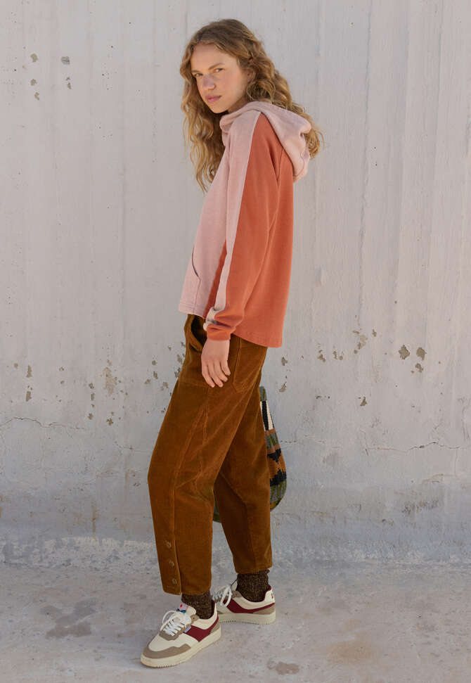 Panelled hoodie, Rose papaya, completeTheLook