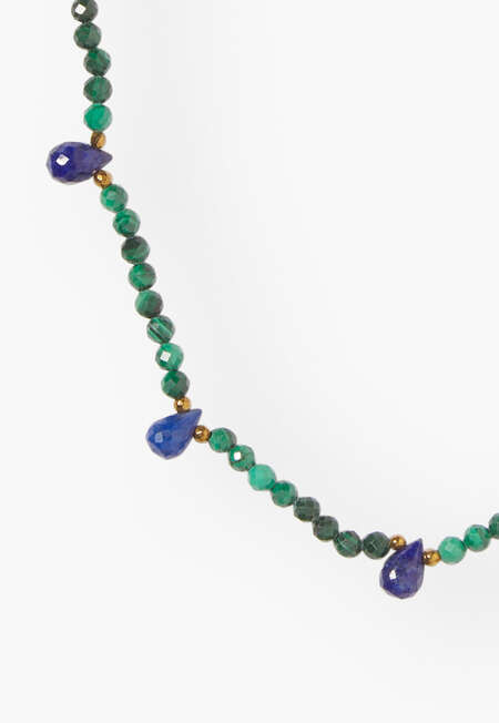 Beaded necklace, Malachite lapis, completeTheLook